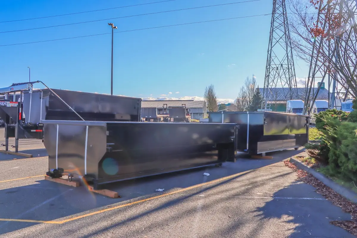 Roll-off dumpster ready for waste disposal at job site for 8 Yard Dumpster Rental in Van Buren